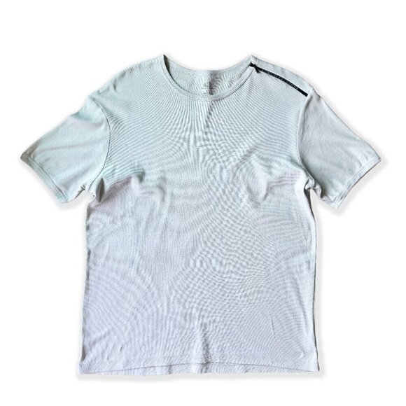 Vintage 2000s Armani Exchange Blue-Grey Pima Cotton T-Shirt with Zipper Detail - Picture 2 of 5